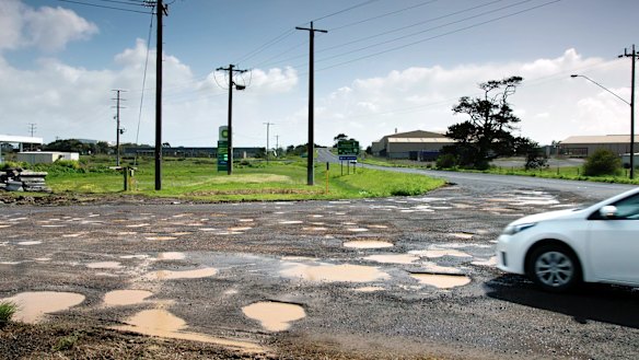There seem to be more potholes than road on this stretch of road near Portland.