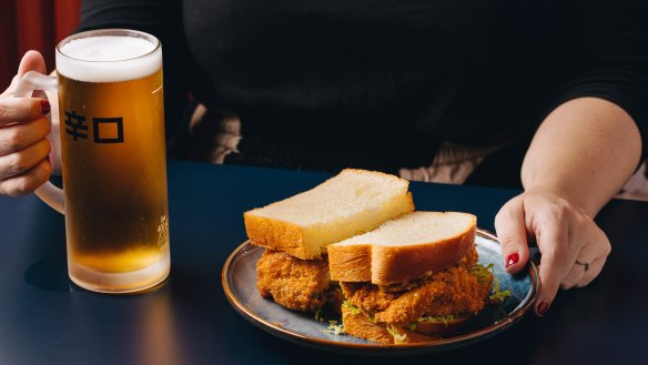 CBD restaurant Robata does a special deal on chicken katsu sandwich and a beer at lunchtime.