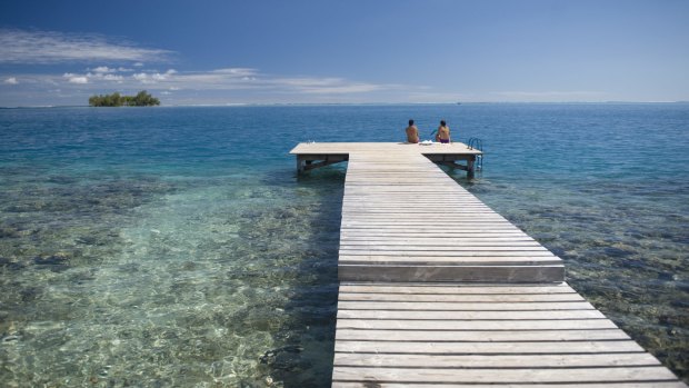 The private jetty at Raiatea Lodge.