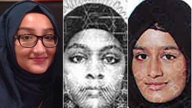 So-called "jihadi brides" Kadiza Sultana, Amira Abase and Shamima Begum.