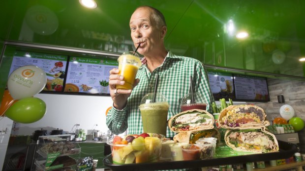 Jason Gunn, founder of Oliver's Real Food, pictured at the first inner-Melbourne store, in Port Melbourne near West Gate Bridge.