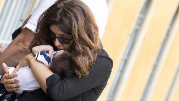 Public relations expert Francesca Chaouqui with her newly born son Pietro on Monday.
