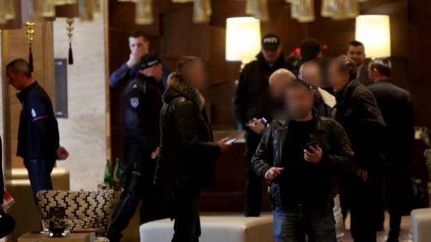 Rohan Arnold, left, was among three Australians and one Lebanese citizen arrested in the raid at the Metropol Palas Hotel, Belgrade.