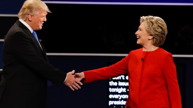 Clinton and Trump shook hands, then the gloves were off.