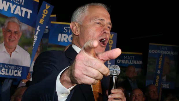 Prime Minister Malcolm Turnbull addresses a West Australian Liberal Party campaign rally in Perth last week.