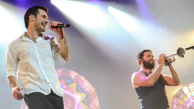 The Cat Empire's lead singer Felix Riebl and singer/trumpeter Harry James Angus.
