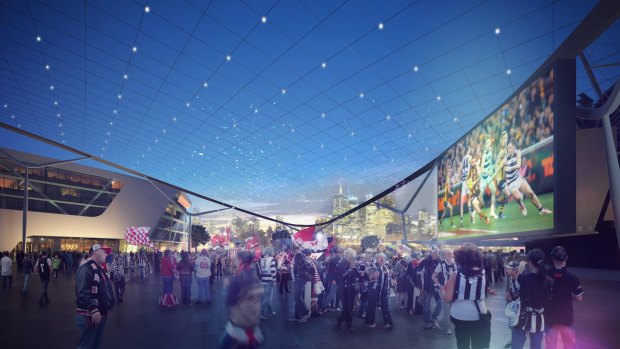Artists Impression of MCG redevelopment, including a public viewing screen.