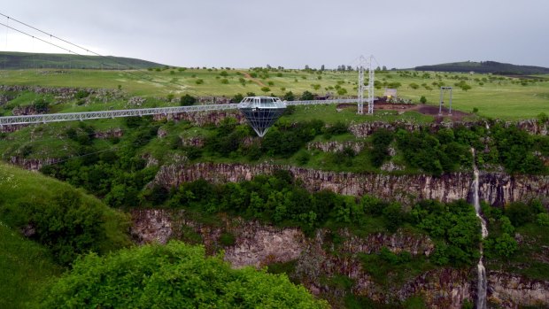 Tsalka Canyon Diamond Bridge is 240 metres long and sits 280 metres, at its highest point, above the canyon floor.
