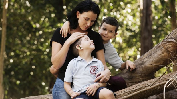 Tenille Weir with her two children Hamish, seven, and his five-year-old brother Angus.