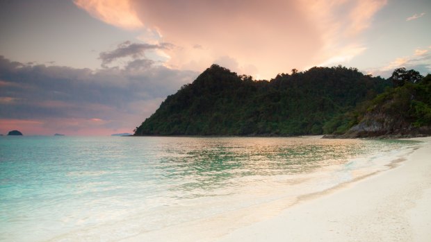 A deserted beach in the Mergui Islands.