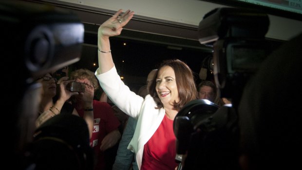 Labor leader Annastacia Palaszczuk arrives for Labor's election after party. 