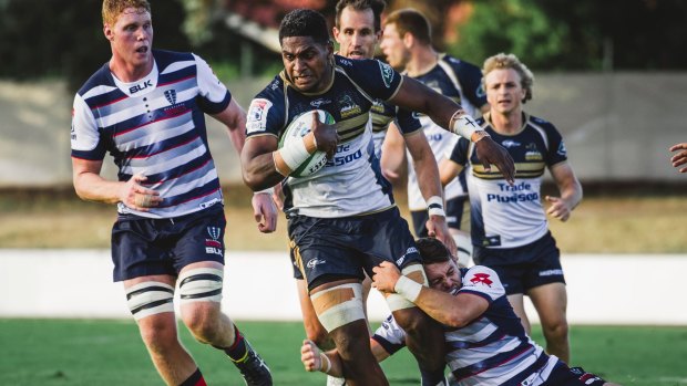 ACT Brumbies v Melbourne Rebels in Super Rugby trial at Seiffert Oval. Left flanker Isi Naisarani.