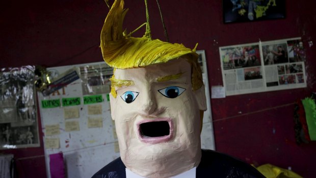 A pinata depicting US Republican presidential candidate Donald Trump hangs outside a workshop in Reynosa, Mexico.
