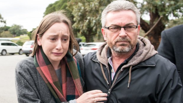 Borce Ristevski, with his daughter, Sarah, speaking to the media last year