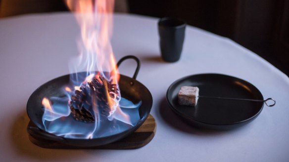 Toast your own chocolate marshmallow at the table.