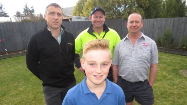 Hunters (from back left) Mark Collie, Brent Christie, Graham Booth and Nicholas Collie (front) went on a hunting trip and found a missing man on Saturday.