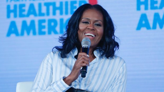 Former first lady Michelle Obama speaking at the Partnership for a Healthier America in May 2017.