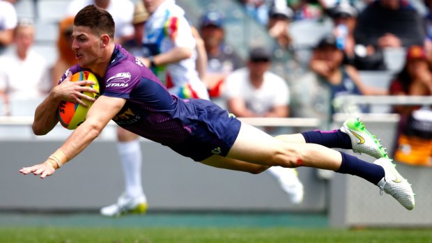 Airborne: Curtis Scott was a standout for the Storm at the Auckland Nines last year.