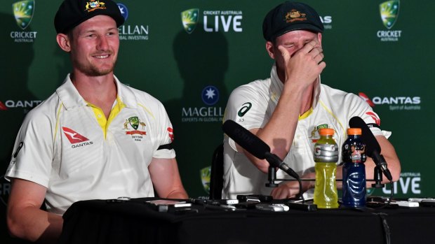 Steve Smith in hysterics at Cameron Bancroft's answers about Johnny Bairstow's headbutt.