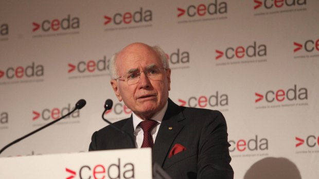 Forme prime minister John Howard speaking at the CEDA lunch last Friday.