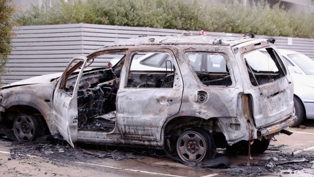 A burnt out vehicle found in North Coburg believed to have been used in the police shooting.