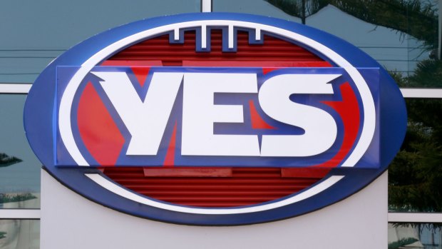The AFL logo outside its Docklands headquarters was changed to a "YES" sign in support of marriage equality in September. 