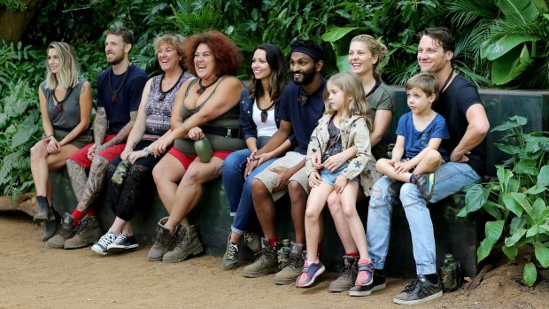 Reunited (from left) Taylor and Dane Swan, Tracy and Casey Donovan, Shaheeda and Nazeem Hussain and Nat Bassingthwaighte with daughter Harper, husband Cameron and son Hendrix.