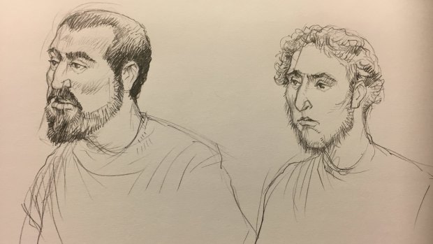 Court sketches of Hamza Abbas, left, and Ahmed Mohamed. Illustration: Joe Benke