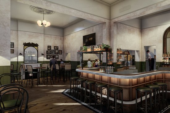 Artist's impression of the front bar of the Grand Hotel in Portarlington, set to open in December after nine months of renovations.