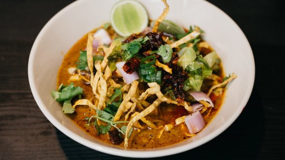 Coming soon to lunch sittings: Chiang Mai curried noodle soup.