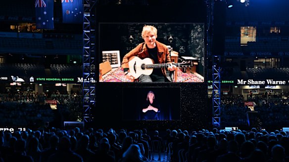 Ed Sheeran played Warne's favourite song from the British entertainer.