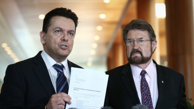 Crossbench senators Nick Xenophon and Derryn Hinch reveal details of the whistleblower law.