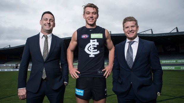 Patrick Cripps with CareerOne CEO Ben Foote and
executive chairman John Wall.