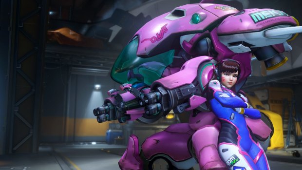 Tank hero D.Va spends most of her time riding a powerful mech, but can trigger a self-destruct to scatter enemies, continuing the fight on foot.