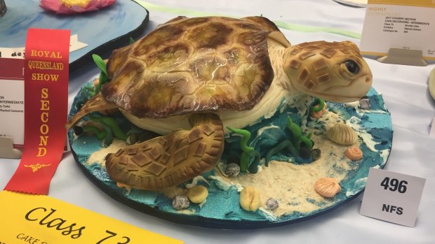 The sea turtle cake, which took out second prize in the intermediate cake decorating competition, was created by Brisbane baker Emily Cameron.