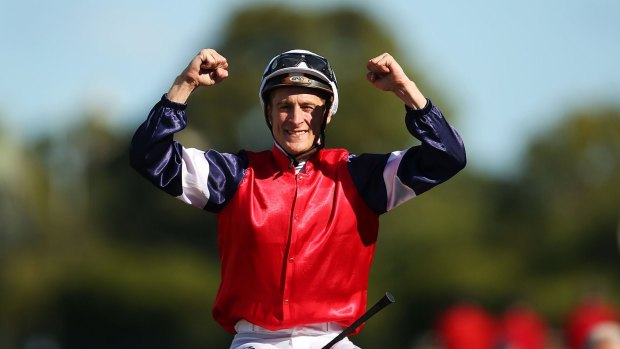 Emotional win: Blake Shinn rode Fenway to victory in the Vinery Stud Stakes at Rosehill on Saturday.