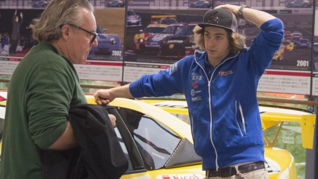 Wayne Gardner pictured with son Remy from Team Tasca Scuderia Moto2 in the Honda Museum during the MotoGP of Japan - previews.