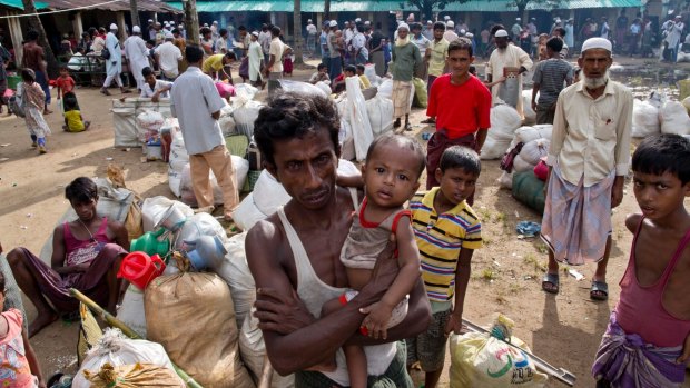 Newly arrived Rohingya Muslims from Myanmar in Bangladesh.