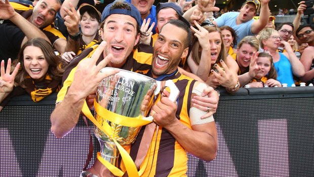 Josh Gibson with the 2015 premiership cup.