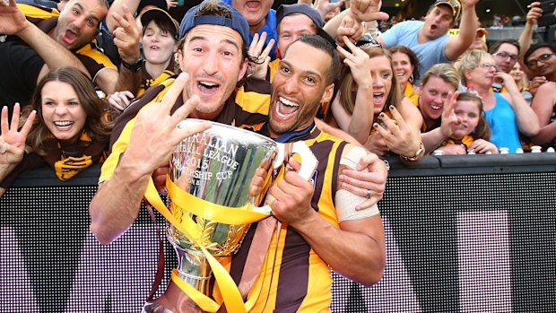 Josh Gibson with the 2015 premiership cup.