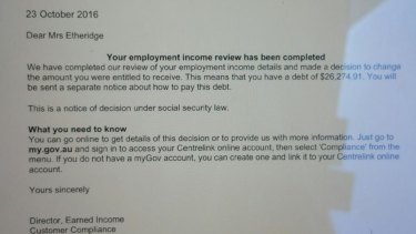 A Perth woman claims Centrelink said she owed $26,000.