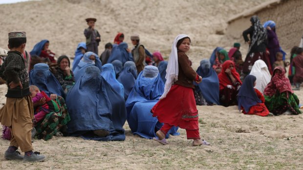 Afghan women wearing burqas in Badakhshan province in 2014.