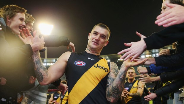 Invaluable: Dustin Martin's six goals are double what any other Tiger has managed. 