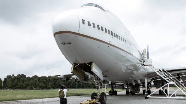 A retired 747 jumbo jet ready to be disassembled.