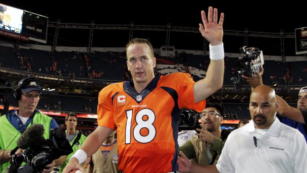 Saying goodbye: Denver Broncos quarterback Peyton Manning.