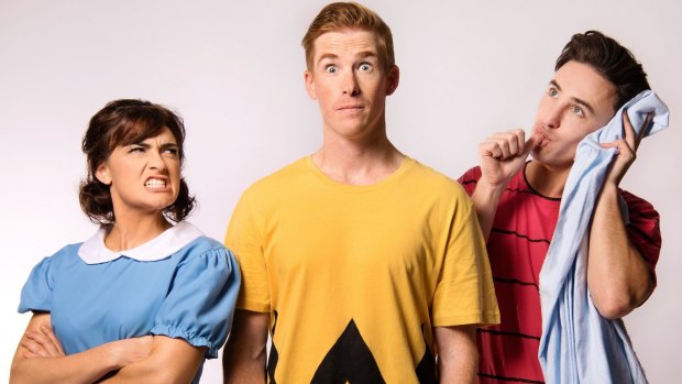 The cast of <i>You're a Good Man, Charlie Brown</i>: (from left) Sheridan Harbridge as Lucy, Mike Whalley as Charlie Brown and Ben Gerrard as Linus.