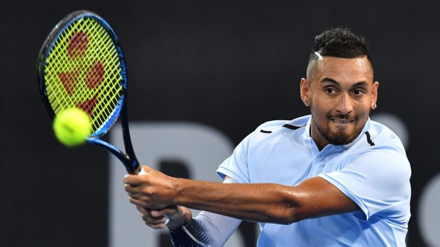 Counter-punch: Nick Kyrgios saved three break points in the first set before running away with the match.