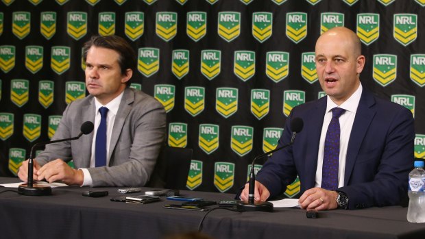 NRL integrity boss Nick Weeks and chief executive Todd Greenberg announce the findings against Parramatta after the salary cap investigation.