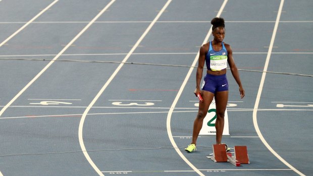 Lining up against ... herself: Tianna Bartoletta.