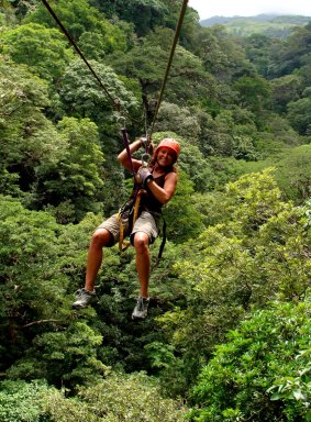 Zip Lining in Veragua Rainforest. 